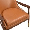 29.2'' Mid-Century Faux Leather Accent Chair with Cushioned Seat, Solid Wood Frame, and Brass-Tipped Legs ‚Äì Perfect for Living Room, Bedroom