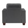 Living Room Gray Modern Comfort Chair 1pc Premium Faux Leather Upholstery Tufted Detail Solid Wood Frame Furniture