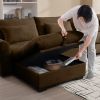 Brown Corduroy Sofa Couch, Modular Couch with Storage Ottoman, Couch Deep Seat Couches for Modern Living Room/Apartment/Office