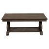 Classic Traditional Cocktail Table with Bottom Shelf Dark Oak Finish Scrolled Base Support 1pc Wooden Furniture Living Room Coffee Table