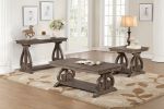 Classic Traditional Cocktail Table with Bottom Shelf Dark Oak Finish Scrolled Base Support 1pc Wooden Furniture Living Room Coffee Table