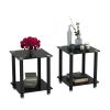 2-Piece Black Side Table , 2-Tier Space End Table ,Modern Night Stand, Sofa table, Side Table with Storage Shelve