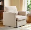 Swivel Accent Chair, Comfy single Sofa chair with storage, Modern arm chair for Living Room, Fabric Swivel Armchair with Metal Base (Beige)