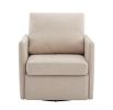 Swivel Accent Chair, Comfy single Sofa chair with storage, Modern arm chair for Living Room, Fabric Swivel Armchair with Metal Base (Beige)