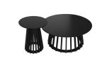 Round Coffee Table Set of 2, Grille Molding, Suitable for Bedroom, Living Room, Balcony