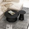 Round Coffee Table Set of 2, Grille Molding, Suitable for Bedroom, Living Room, Balcony