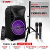 5 CORE 12 Inch TWS PAIR Bluetooth Party Speakers 500 Watt Portable Karaoke PA System Rechargeable Loud Speaker + Tripod Stand & 2x Wireless Mics LED L