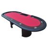 INO Design 96" 9 Players Oval Red Waterproof Surface Red Racetrack Casino Game Texas Hold'em Poker Table with Tray & Dropbox