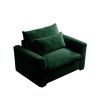 Green Corduroy Deep Seat Single Sofa Accent Chair,Deep Seat Couch with Waist Pillow for Living Room/Apartment/Office