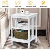 2 Pieces 3-Tier Nightstand with Reinforced Bars and Stable Structure