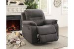 Contemporary Motion Recliner Chair 1pc Glider Rocker Recliner Living Room Furniture Slate Blue Breathable Leatherette