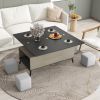 5 Pieces Lift Top Coffee Table Set with Storage Convertible Dining Table with Ottomans