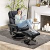 HOMCOM Massage Recliner Chair with Ottoman Footrest, 10 Vibration Points, 360¬∞ Swivel Reclining Chair