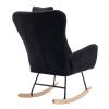 35.5 inch Rocking Chair with Pocket, Soft Teddy Fabric Rocking Chair for Nursery