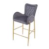 28.75inch Counter Height Bar Stools Set of 2, Bar Height Arm Chairs, Velvet Fabric Stools with Golden Legs and Footrests,Gray