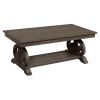 Classic Traditional Cocktail Table with Bottom Shelf Dark Oak Finish Scrolled Base Support 1pc Wooden Furniture Living Room Coffee Table