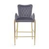 28.75inch Counter Height Bar Stools Set of 2, Bar Height Arm Chairs, Velvet Fabric Stools with Golden Legs and Footrests,Gray