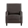 Push Back Reclining Chair Dark Brown Self-Reclining Motion Chair 1pc Cushion Seat Solid Wood Frame Modern Living Room Furniture