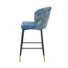 Counter Height Bar Stools Set of 2, Jacquard Upholstered Bar Chairs, Metal Footrest and Frame for Kitchen,Dining Room,28"H Seat Height , Blue