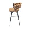 Technical Leather Woven Bar Stool Set of 2,Black legs Barstools No Adjustable Kitchen Island Chairs