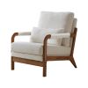 Modern Teddy Fabric Accent Chair,Oak Wood Frame Armchair for Living Room