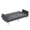 Sofa Bed Convertible Folding Dark Grey Lounge Couch Loveseat Sleeper Sofa Armrests Living Room Bedroom Apartment Reading Room