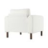 Oversized Accent Chair, Upholstered Living Room Chairs Single Sofa Chair with Walnut Legs, Curved handrail, White