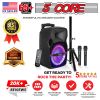 5 Core Party Speaker Portable PA System 2 Wireless Microphone Bluetooth Loud Big Subwoofer Powered Active DJ Karaoke Machine for Studio Indoor Outdoor