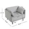 39" Vintage Grey Lounge Chair with Polyester Upholstery, Solid Wood Frame and Steel Legs, Comfortable Accent Seating for Living Room, Bedroom