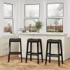 30" Bar Stool, Espresso Finish, Black Leather Seat