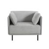 39" Vintage Grey Lounge Chair with Polyester Upholstery, Solid Wood Frame and Steel Legs, Comfortable Accent Seating for Living Room, Bedroom