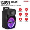 5 Core Party Speaker Portable PA System 2 Wireless Microphone Bluetooth Loud Big Subwoofer Powered Active DJ Karaoke Machine for Studio Indoor Outdoor