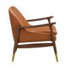 29.2'' Mid-Century Faux Leather Accent Chair with Cushioned Seat, Solid Wood Frame, and Brass-Tipped Legs ‚Äì Perfect for Living Room, Bedroom