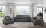 Living Room Gray Modern Comfort Chair 1pc Premium Faux Leather Upholstery Tufted Detail Solid Wood Frame Furniture