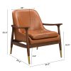 29.2'' Mid-Century Faux Leather Accent Chair with Cushioned Seat, Solid Wood Frame, and Brass-Tipped Legs ‚Äì Perfect for Living Room, Bedroom