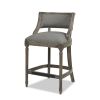 Paris 26.5' Farmhouse Counter Height Bar Stool with Backrest, Heathered Grey Linen