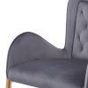 28.75inch Counter Height Bar Stools Set of 2, Bar Height Arm Chairs, Velvet Fabric Stools with Golden Legs and Footrests,Gray