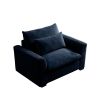 Blue Corduroy Deep Seat Single Sofa Accent Chair,Deep Seat Couch with Waist Pillow for Living Room/Apartment/Office