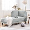 [New+Video]65" Mid-Century Modern Linen Fabric Corner Lounge Chair, Upholstered Indoor Chaise Lounge,Sleeper Sofa,Solid Wood Sofa Bed for Bedroom