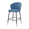 Counter Height Bar Stools Set of 2, Jacquard Upholstered Bar Chairs, Metal Footrest and Frame for Kitchen,Dining Room,28"H Seat Height , Blue