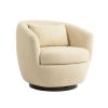 Upholstered Swivel Barrel Armchair with Storage Modern Living Room Side Chair for Bedroom/Office/Reading Spaces - Teddy Fabric Beige