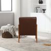 COOLMORE Modern Accent Chair, Solid Wood Padding Lounge Armchairs With One pillow for Living Room, Bedroom, Guest Room (Brown PU)