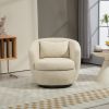 Upholstered Swivel Barrel Armchair with Storage Modern Living Room Side Chair for Bedroom/Office/Reading Spaces - Teddy Fabric Beige