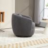 Upholstered Swivel Barrel Armchair with Storage Modern Living Room Side Chair for Bedroom/Office/Reading Spaces - Teddy Fabric Grey