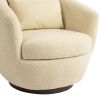 Upholstered Swivel Barrel Armchair with Storage Modern Living Room Side Chair for Bedroom/Office/Reading Spaces - Teddy Fabric Beige