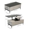 5 Pieces Lift Top Coffee Table Set with Storage Convertible Dining Table with Ottomans