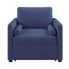 3 in 1 Convertible Sleeper Chair with Adjustable Backrest, Lounger Chair Turns Into Bed, Single Bed for Living Room, Velvet, Ink Blue