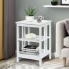 2 Pieces 3-Tier Nightstand with Reinforced Bars and Stable Structure