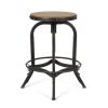 Industrial Firwood Adjustable Height Swivel Barstools (Set of 2)