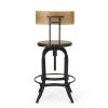 Adjustable Height Swivel Barstools WITH FIR WOOD (Set of 2)